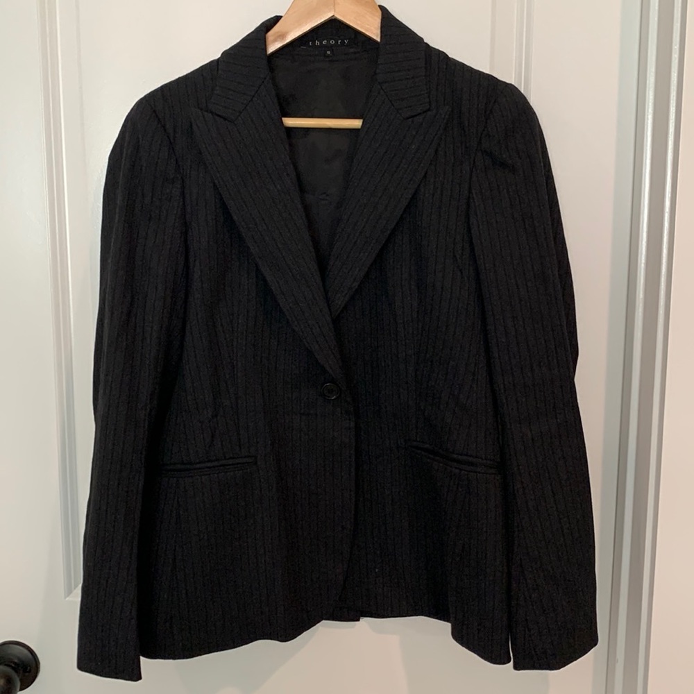Theory | Black Blazer With Strips | Size: 10